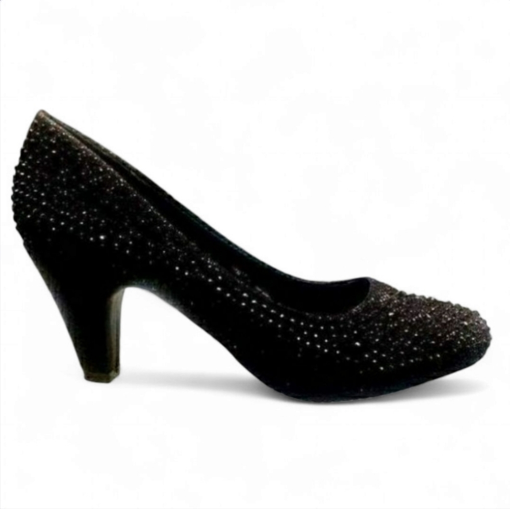 Black rhinestone heels